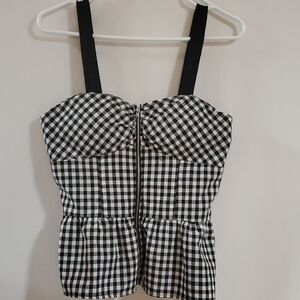 Sugar Black and White Gingham Bustier Camisole